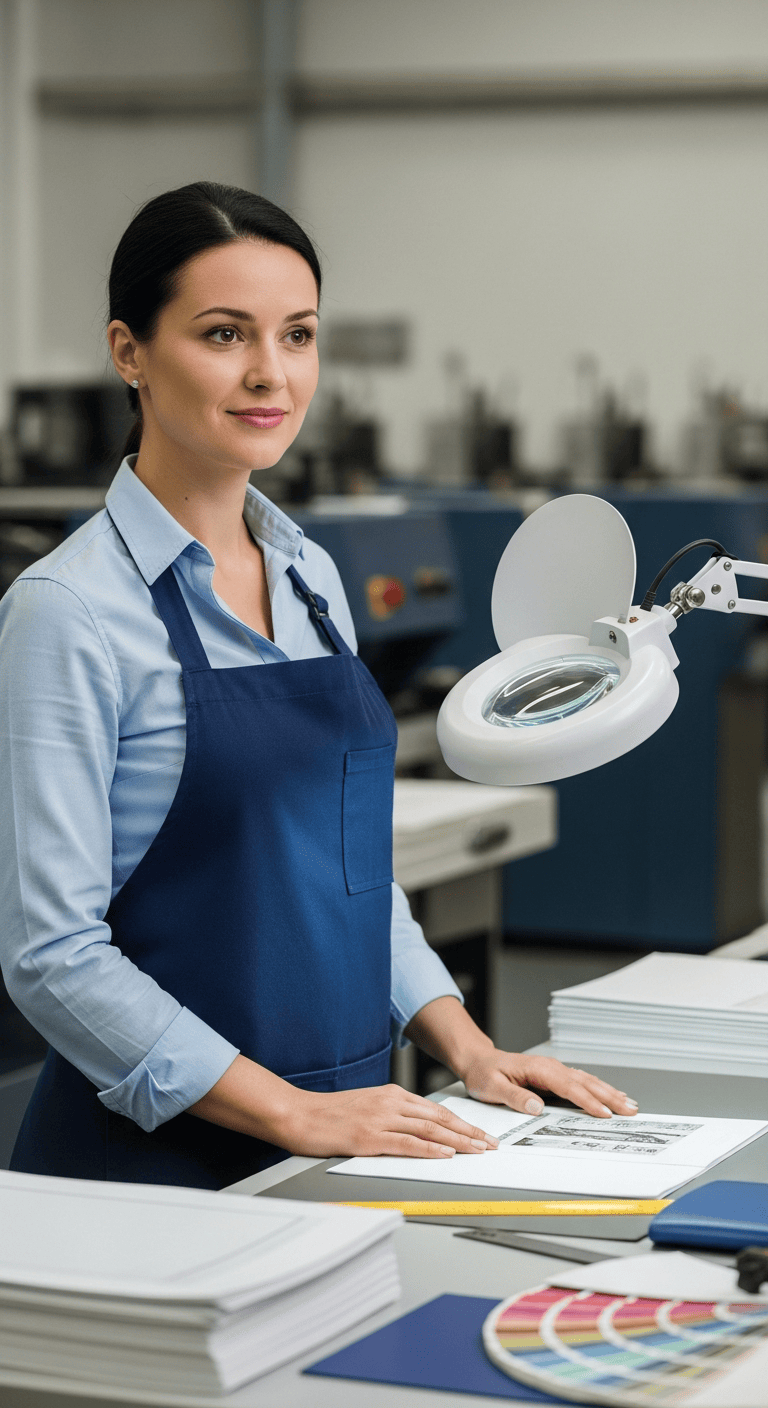 Sandra an der Qualitaetskontrolle