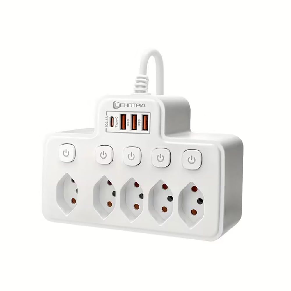 Mehrfachsteckdose mit Einzelschaltern & USB Ladeports